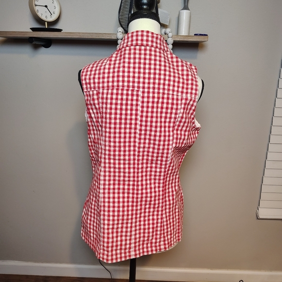 GAP Red Checkered Vintage Snap Vest Top - Picture 2 of 3